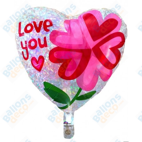 Ballon Coeur I Love You Holographique St Valentin Ballonsdeco