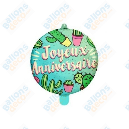 Ballon Joyeux Anniversaire Cactus Anniversaires Ballonsdeco Com