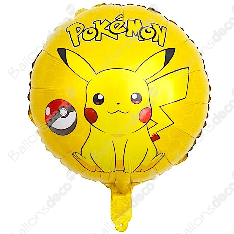 Ballon Pikachu Rond - Deux Faces Jaune - Décorations 
