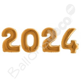 Célébration De La Nouvelle Année 2024. Ballons Couleur Feuille