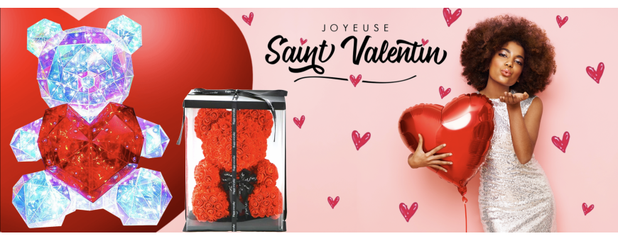 Les Oursons de Roses Rouges et Lumineux - St Valentin - Ballonsdeco.com